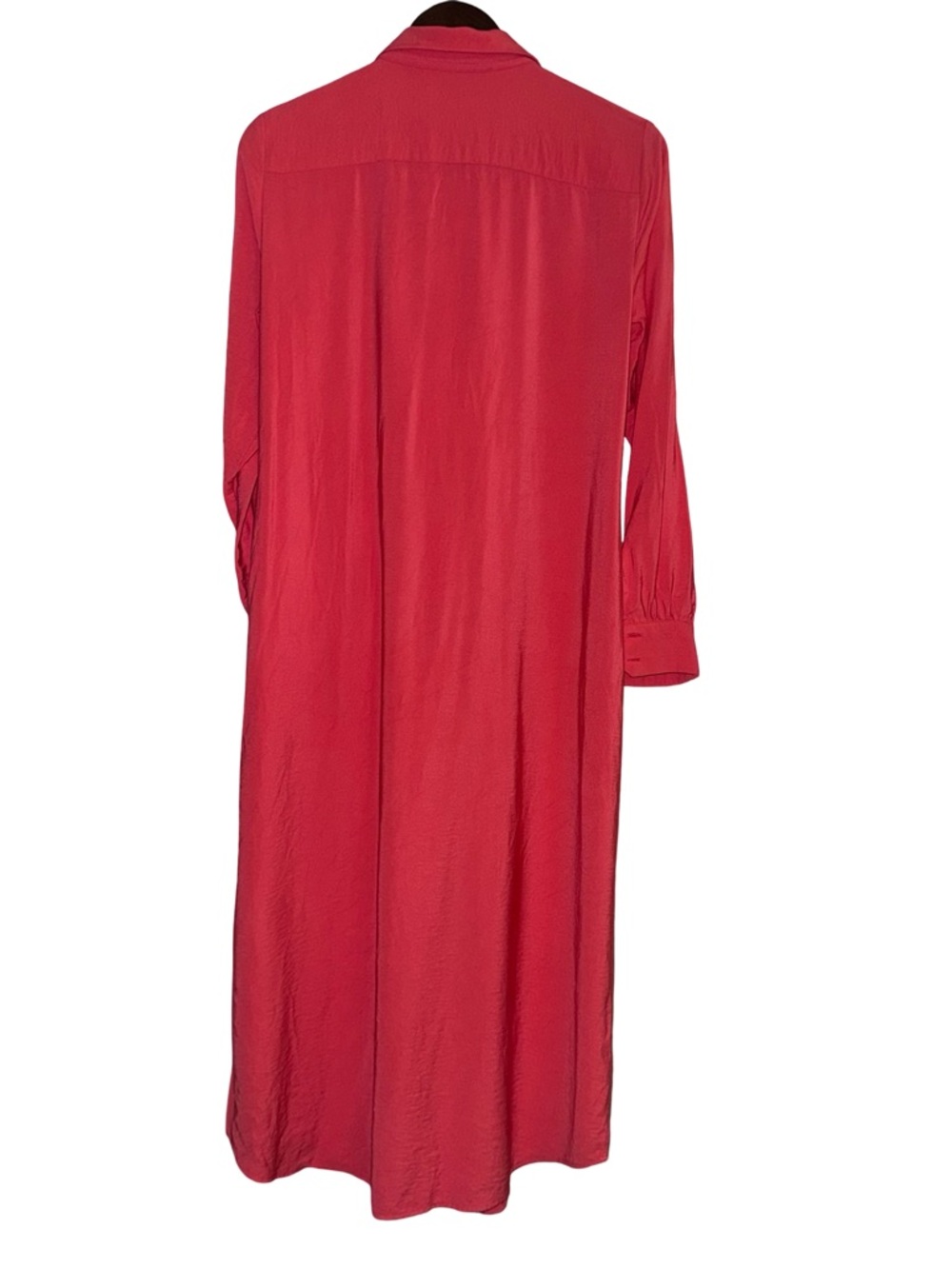 LOFT Size 4 coral Tie Waist Midi Shirt Dress Button Front Lightweight Resort - Picture 3 of 5